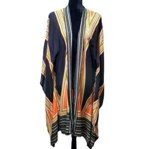 Women's Kimono Midi Length Mix Abstract Print  One Size
